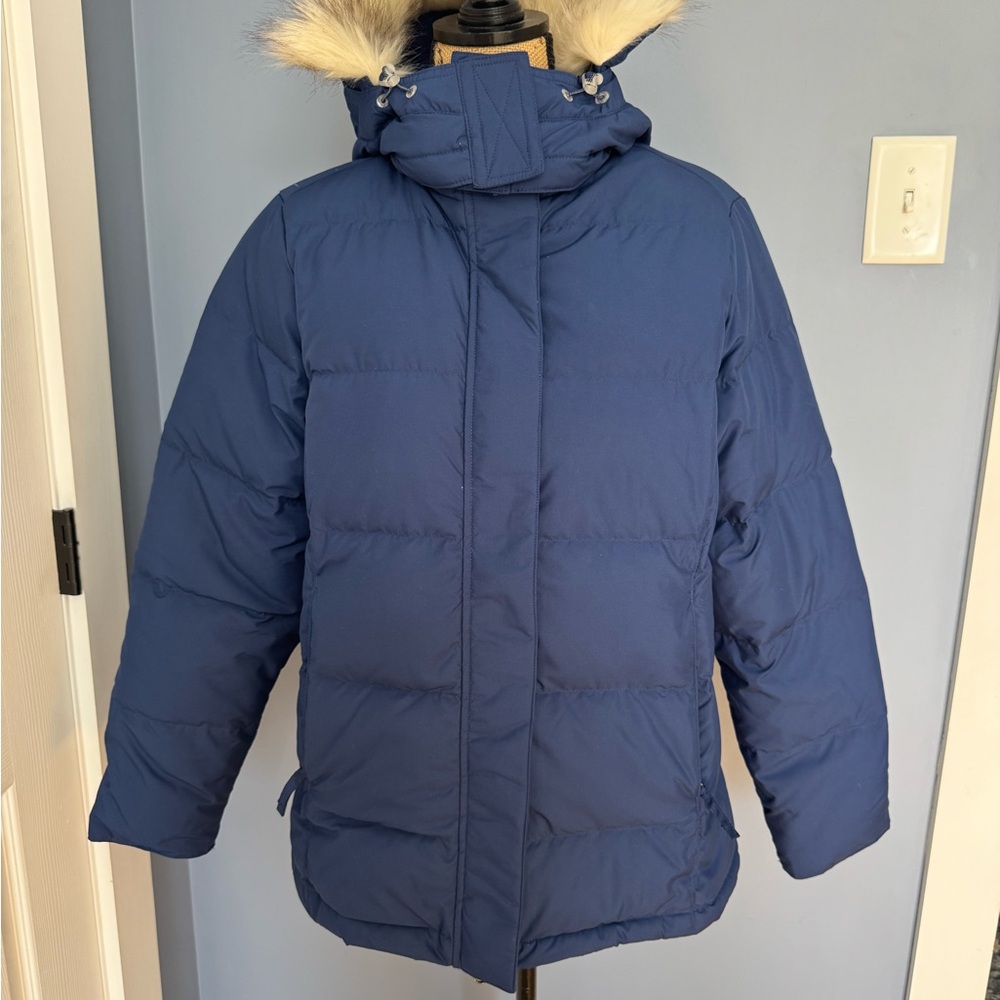 L.L. Bean Navy Jacket with Faux Fur Hood